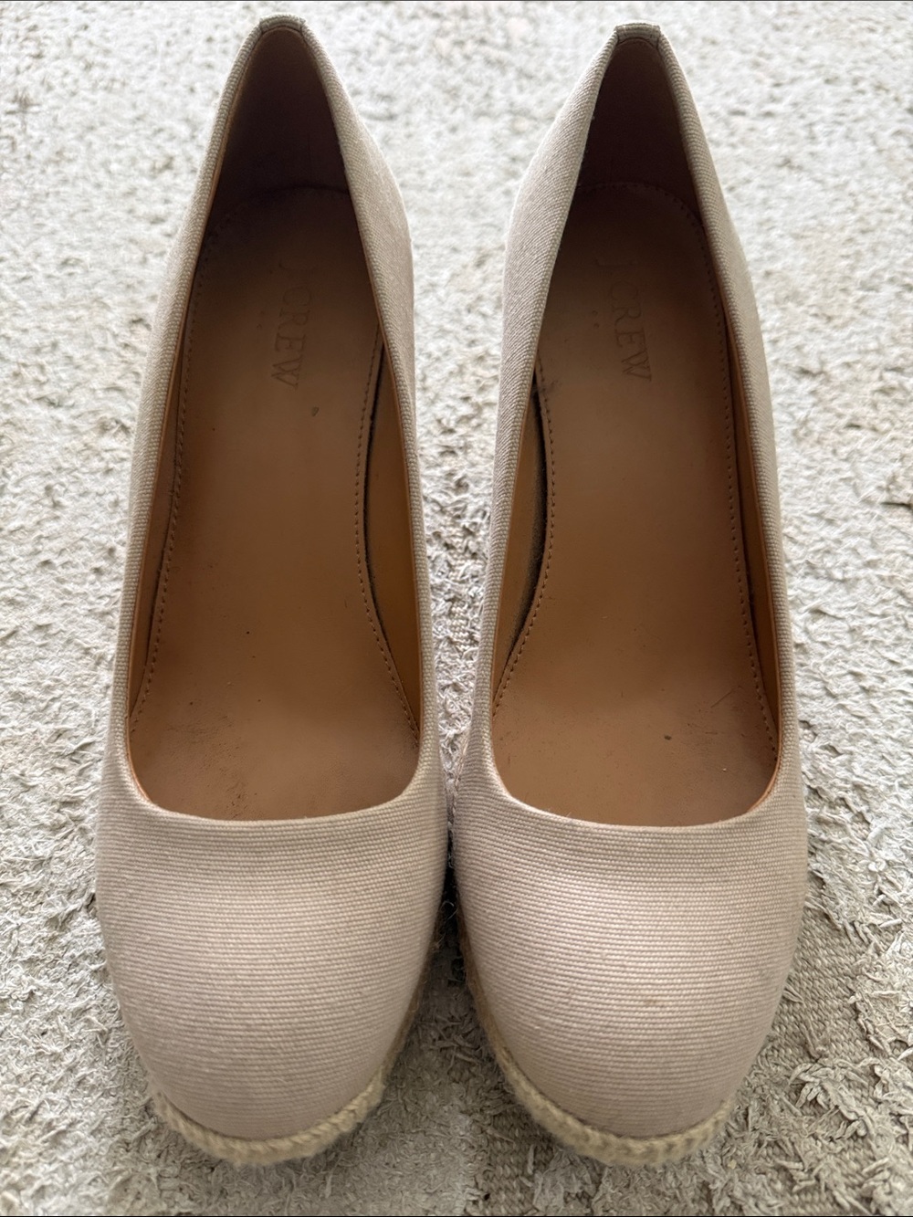 J. Crew Cream Canvas Espadrille Wedge Shoes